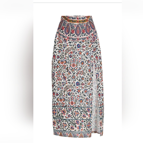 Boteh Verbena Print Crop Top Midi Skirt Set 6 Small Medium Cotton Linen - Picture 4 of 11